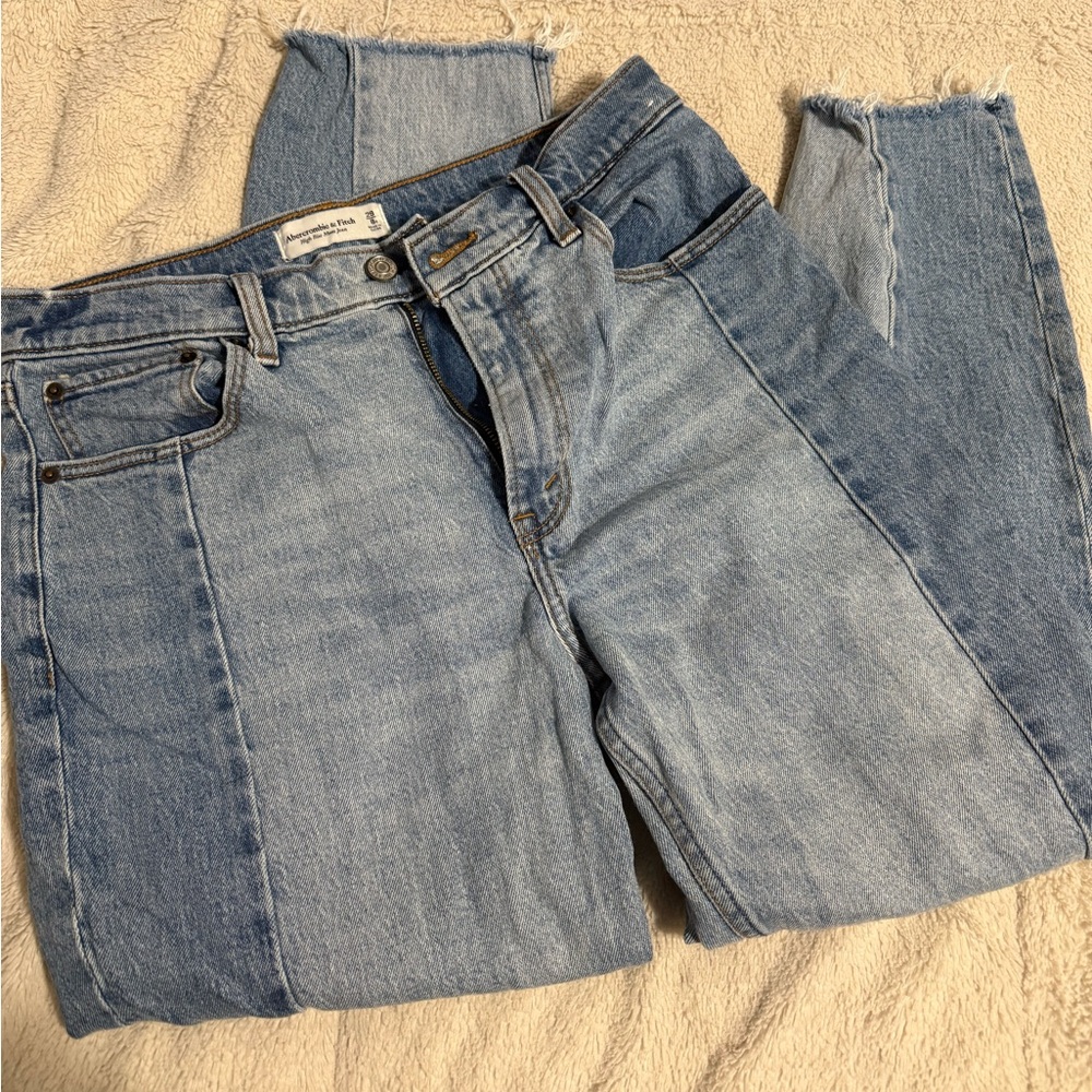 Abercrombie & Fitch Women’s High-Rise Two-Tone Light Blue Jeans